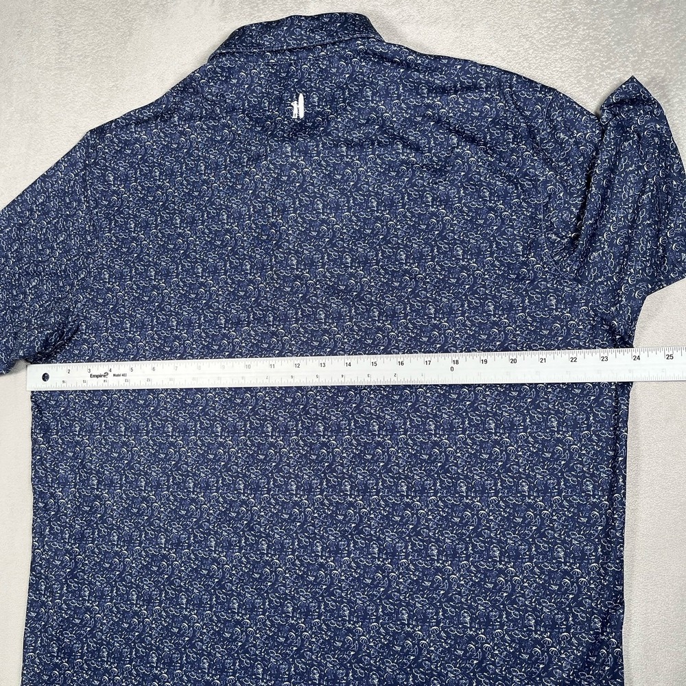 Johnnie-O Mens Large Performance Polo Shirt Navy Blue Beach Surfer UPF 50 Golf - Picture 5 of 8
